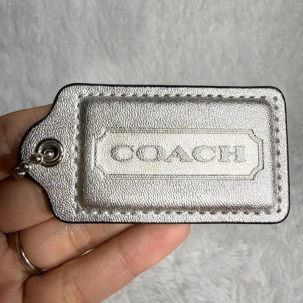 2" COACH Silver Fob Bag Charm Hang tag Hangtag